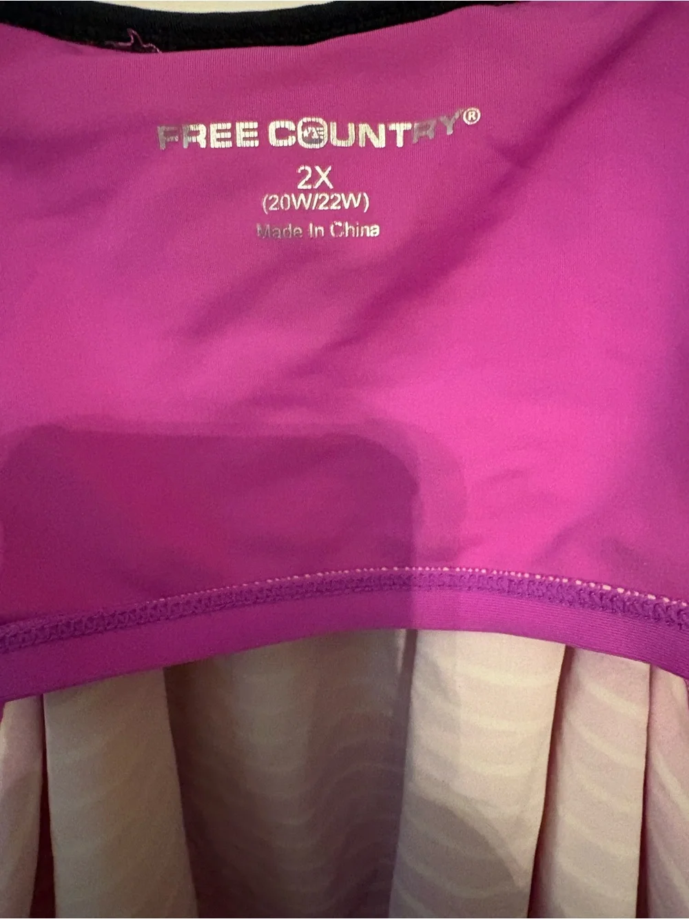 Free Country Pink Ombre Striped Swim Tank with Black Straps